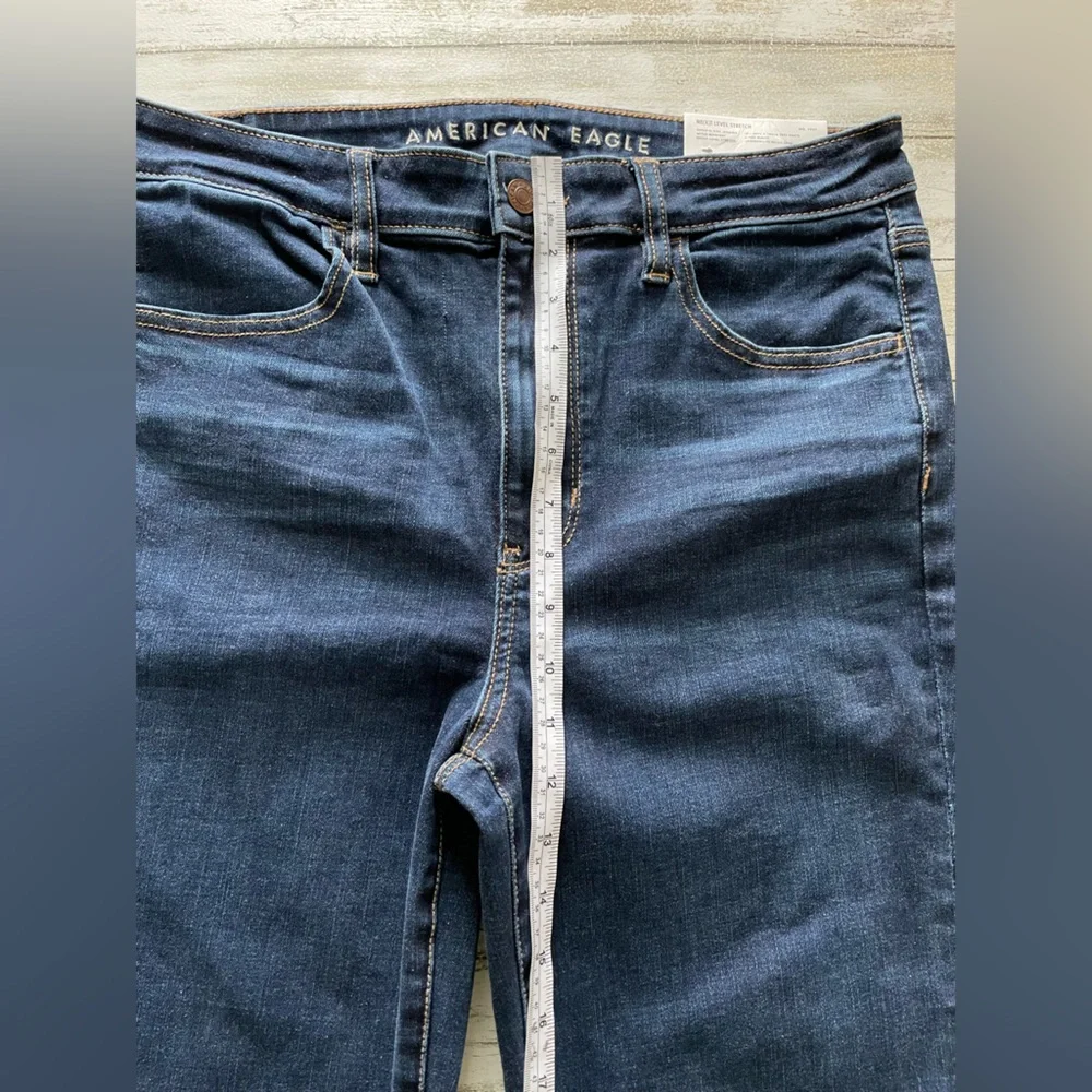 SOLD AE Next Level Super High-Waisted Dark Blue Jegging size 12 X-long - Picture 14 of 15